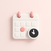 Calendário com data marcada e relógio