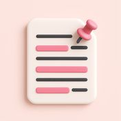 Documento com linhas destacadas e alfinete